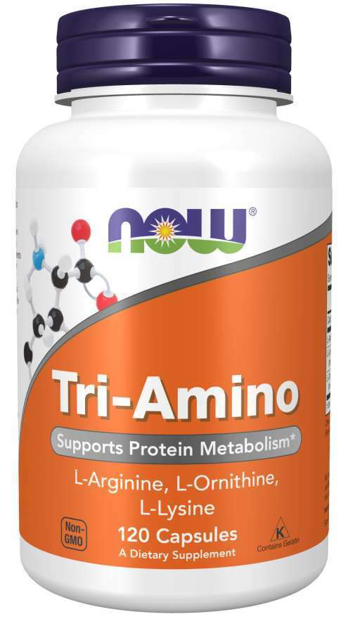 L-Arginine L-Ornithine L-Lysine Tri Amino Acids 120 Caps Now Foods Kosher