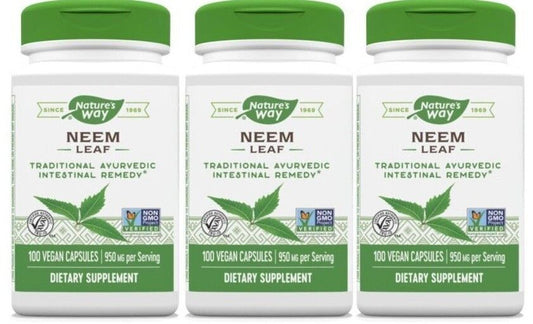 Nature's Way Neem Leaf 950mg 3X100 Caps AYURVEDIC INTESTINAL HERB