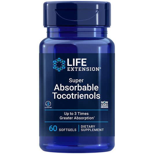 Life Extension Super Absorbable Tocotrienols 60 Softgels | EVNol SupraBio Vitamin E | Non-GMO