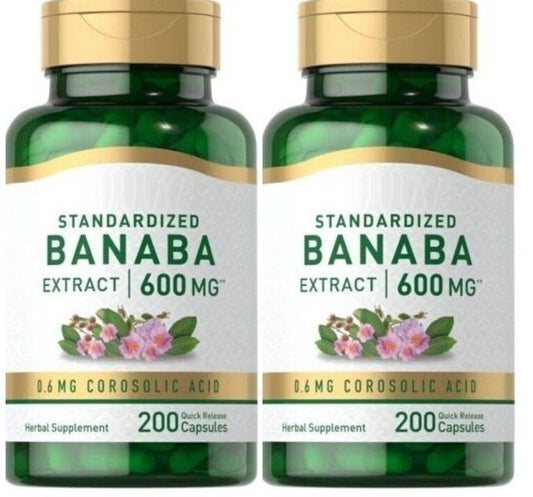 Banaba 600mg Leaf Extract 2X200 Caps Stand Corosolic Acid 0.6mg Lagerstroemia