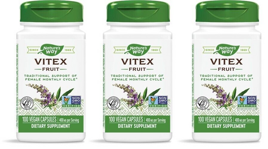 Nature's Way Vitex Fruit  400mg 3X 100 Caps Traditional Support of Female Cycle