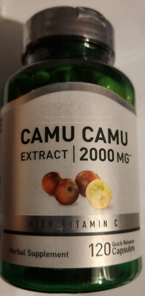 Camu Camu Fruit Extract 2000mg and Natural Vitamin C 120 Pills Caps