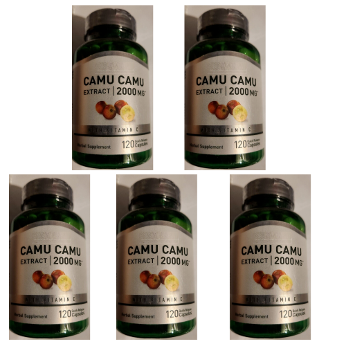 Camu Camu Fruit Extract 2000mg and Natural Vitamin C 5X120 Pills Caps