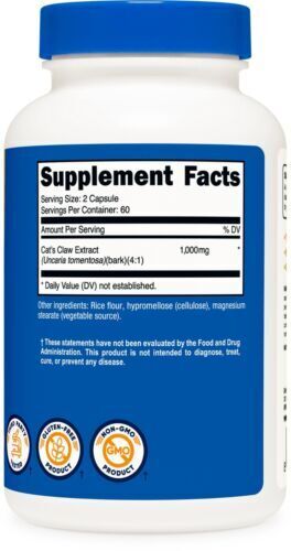 Cat's Claw Capsules 1000mg, 120 Capsules  Non-GMO/Gluten Free/Vegeterian