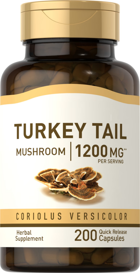 Turkey Tail Mushroom 1200mg 200 Caps Non-GMO/No Preservatives/No Gluten/Natural