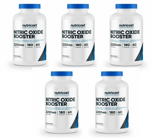 Nitric Oxide Booster 750mg 5X180Cap L-Argining/AKG/L-Citrulline/Malate Nutricost