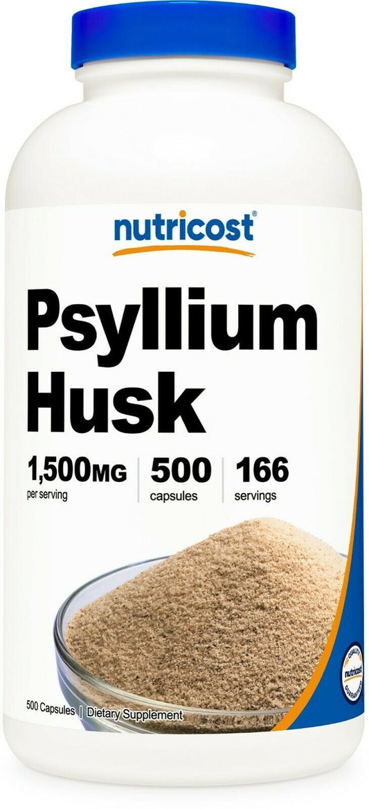 Psyllium Husk 1500mg Per Serving 500 Caps Fiber/Non-GMO/Gluten Free Nutricost