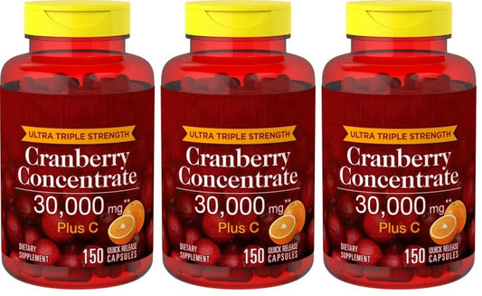 Ultra Triple Strength Cranberry 30,000mg Plus Vitamin C 3X150 Caps