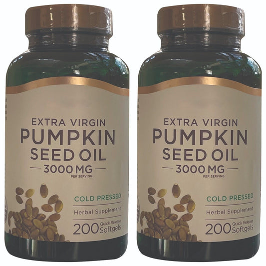 Pumpkin Seed Oil 3000mg Cold Pressed Extra Virgin Omega-6-9 Fatty Acid 2X200Gels