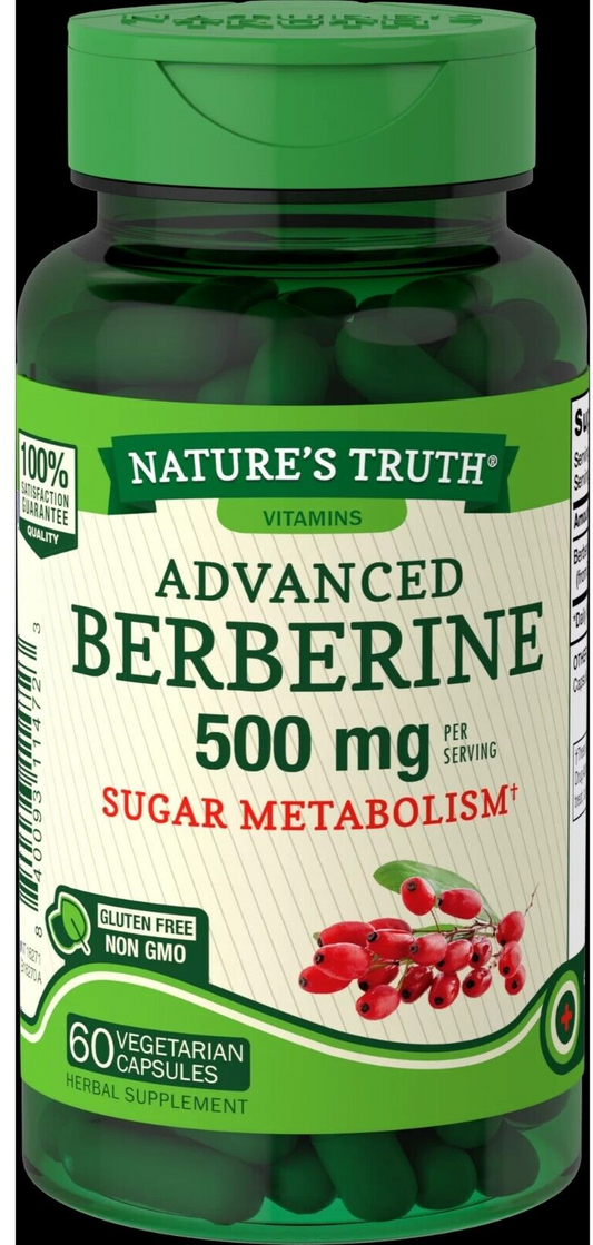 Berberine 500mg 60 caps Nature's Truth No Gluten/Vegeteriam
