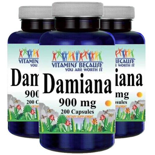 Damiana 900mg Turnera Aphrodisiaca Leaf 3X200 caps