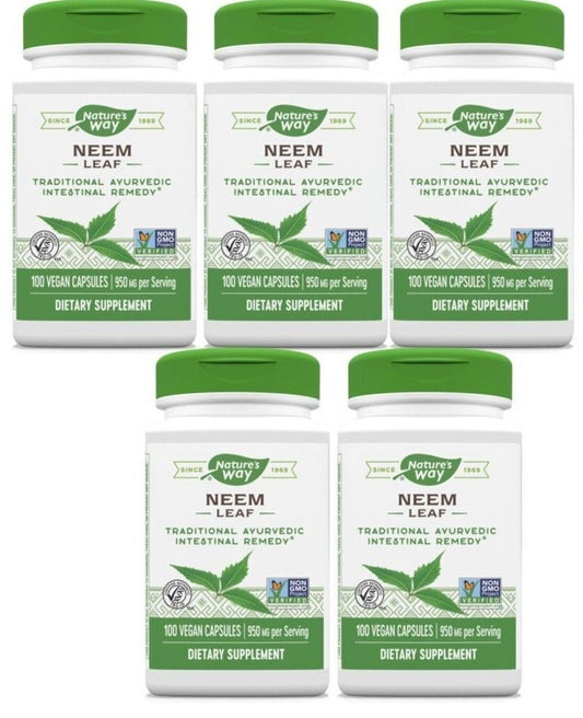 Nature's Way Neem Leaf 950mg 5X100 Caps AYURVEDIC INTESTINAL HERB
