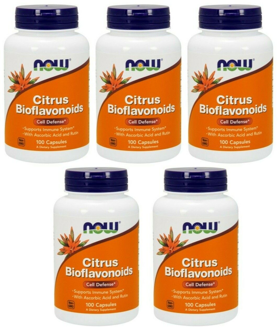 NOW Foods Citrus Bioflavonoids 1400mg 5X100 Caps Ascorbic Acid/Rutin/Kosher