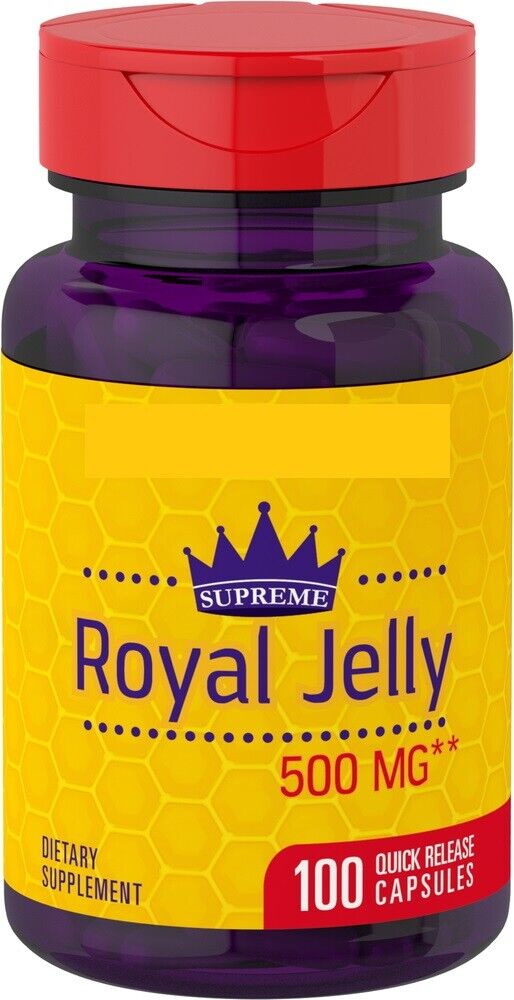 Royal Jelly 500 mg 100 Caps Supreme High Potency Mixture of pollen, honey