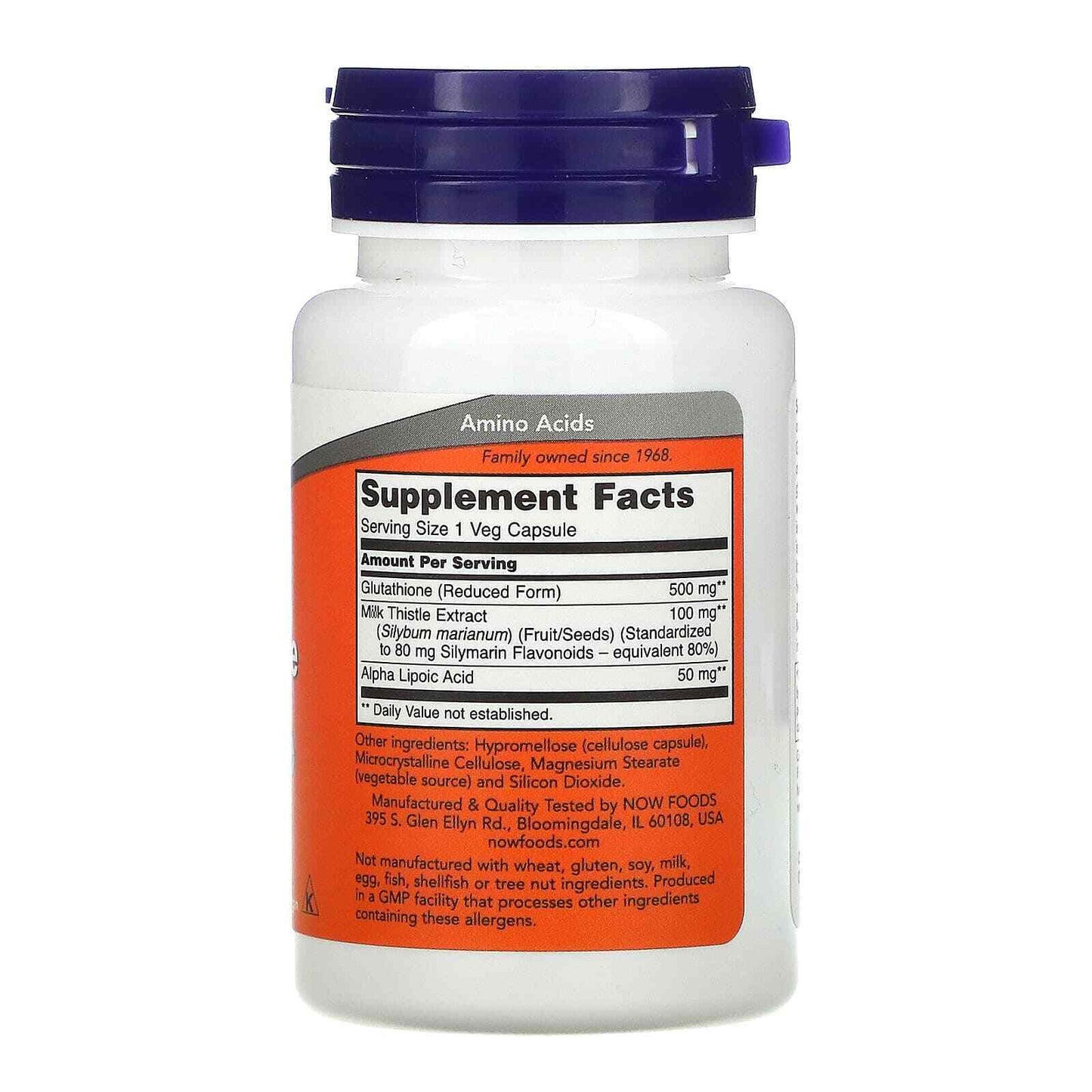 Now Foods GLUTATHIONE 500mg 5X30 or 2X60 +1X30 L-Glutathione Alpha Lipoc Kosher