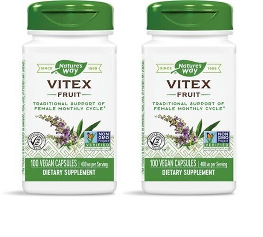 Nature's Way Vitex Fruit  400mg 2X100 Caps Traditional Support of Female Cycle