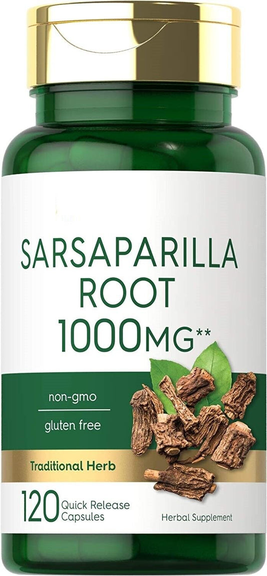 Sarsaparilla Root 1000mg 120 Caps Non-GMO Smilax officinalis No Gluten Free