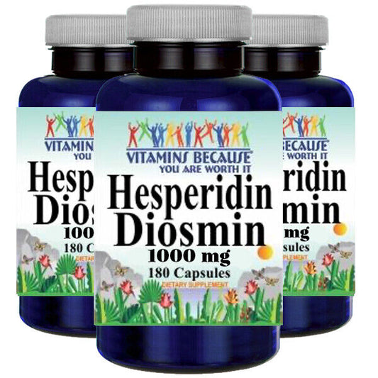 Hesperidin Diosmin 50mg/450mg 3X180 Caps by Vitamins Because 1000mg per 2Caps