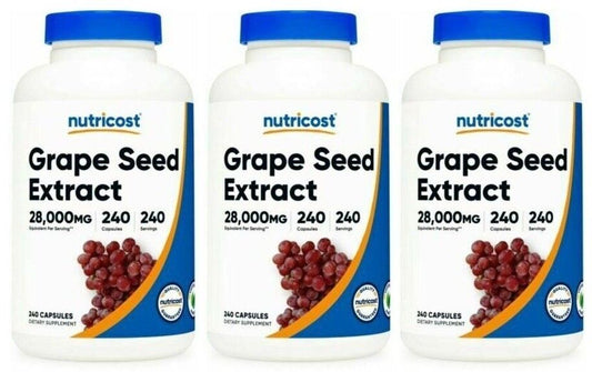 Grape Seed Extract 28,000mg 3X240Caps Non GMO/Vegeterian/Gluten Free Polyphenols