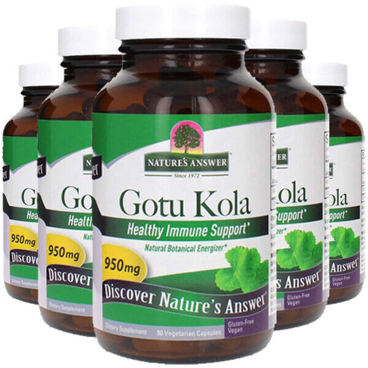 Gotu Kola 950mg 5X90 Vegetarian Capsules Nature's Answer Kosher Pennywort