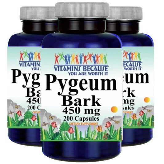 Pygeum Bark 450mg 3X200 Caps 450 mg per Capsule 900mg/per 2 Capsules