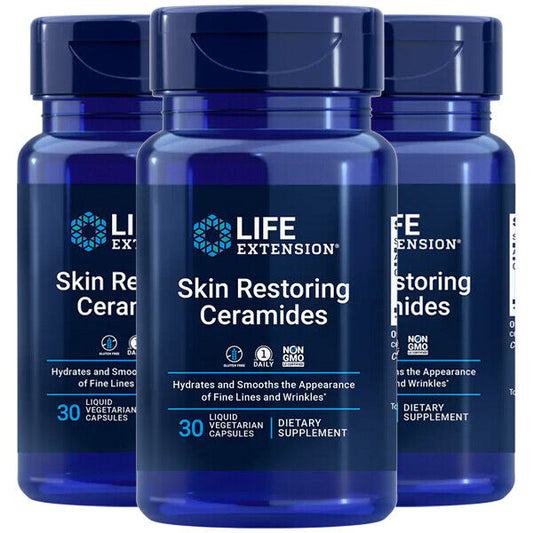 Skin Restoring Ceramides 350mg – 3×30 Veggie Caps (90 Total) | Life Extension Phytoceramides
