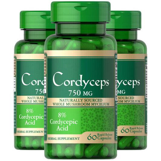 Cordyceps Sinensis Mushroom 1500mg per 2: 3X60 Caps - Cordycepic Acid