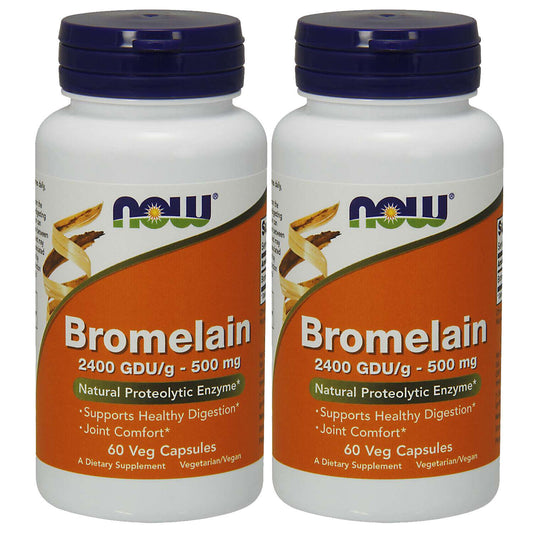 NOW Foods Bromelain 500mg, 2X60 or 1X120 Veg Capsules
