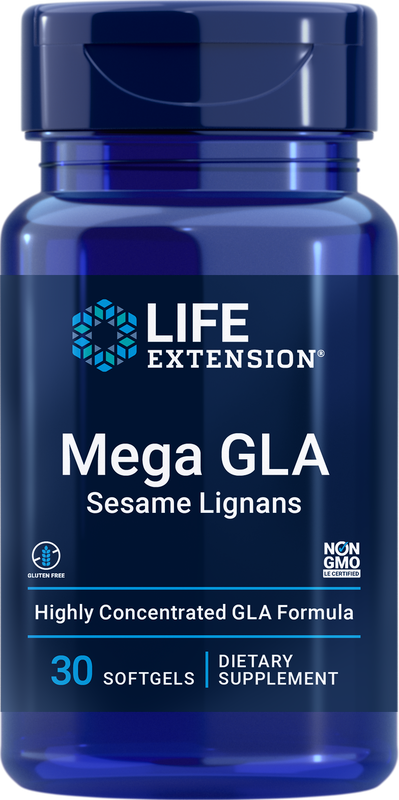 Life Extension Mega GLA with Sesame Lignans | 400mg GLA from Borage Oil | 30 Softgels