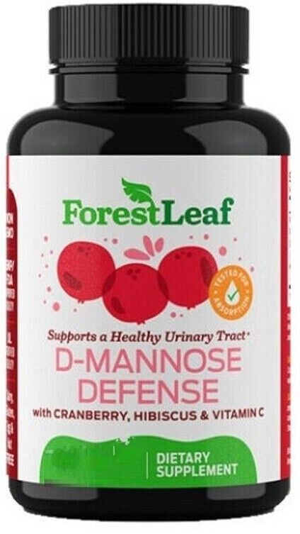 D-Mannose 1000mg Defense Cranberry Hibiscus Vitamin C 60 Caps Forest Leaf