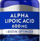 Alpha Lipoic Acid 600mg plus Biotin Optimizer 90 Caps Piping