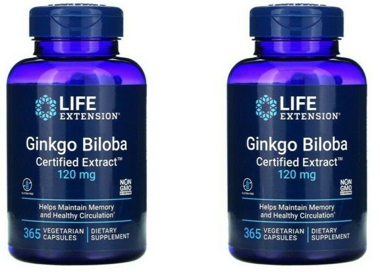 Life Extension Ginkgo Biloba 120mg Certified Extract™ – 2×365 Veggie Caps (730 Total) | 24% Flavone Glycosides | Memory, Focus & Brain Circulation