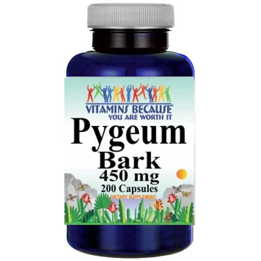 Pygeum Bark 450mg 200 Caps 450mg per Capsule 900mg/per 2 Capsules