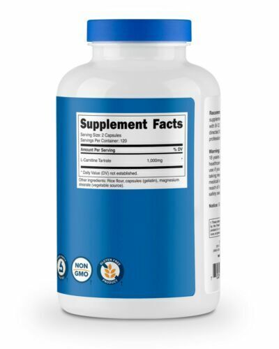 Nutricost L-Carnitine 1000mg Tartrate 240 Capsules - 1000mg Per Serving