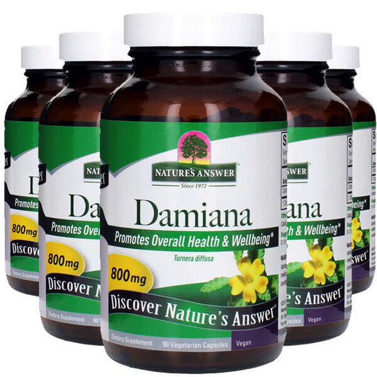 Damiana Leaf 800mg 5X90 Vegetarian Capsules Nature's Answer Turnera diffusa