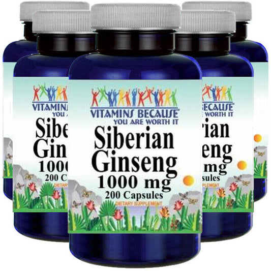 Siberian Ginseng 1000mg 5X200 Caps Eleutherococcus senticosus (root)
