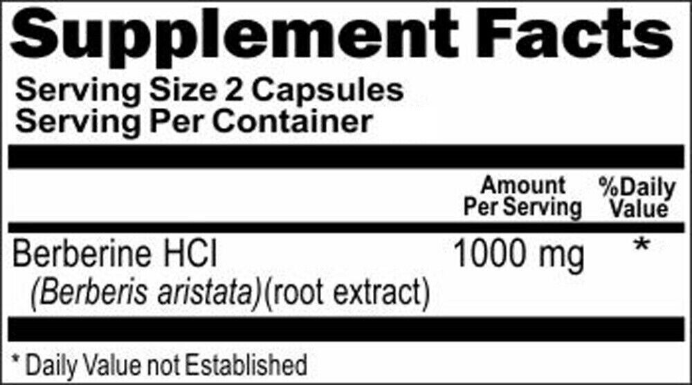 Berberine HCI 900mg/1000mg 3X180caps (Berberis Aristata) Vitamins Because