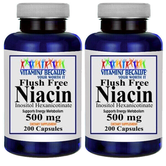 Flush-Free Niacin 500mg Inositol Hexanicotinate 2X200 Vitamin B3 Nicotinamide