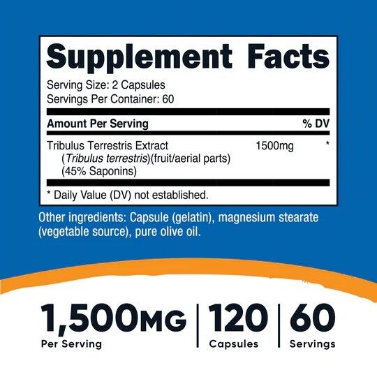 Tribulus 1500mg Terrestris Extract 120 Caps Nutricost