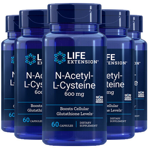 Life Extension NAC N-Acetyl Cysteine 600mg | Glutathione Precursor | 300 Capsules (5x60)