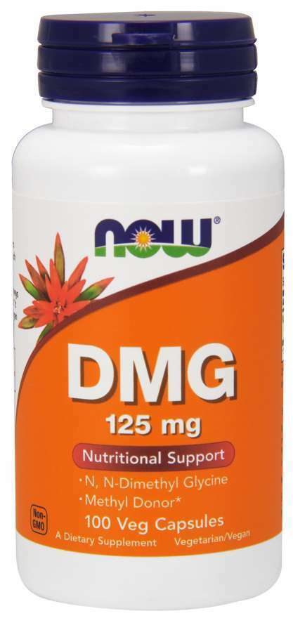NOW Foods DMG, 125mg 100 Veg Caps N-Dimethyl Glycine Pangamic Amino Acid