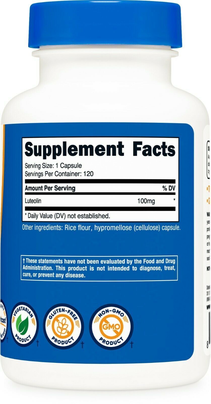 Luteolin 100mg 120 Capsules Nutricost Gluten Free/NON GMO/Vegeterian