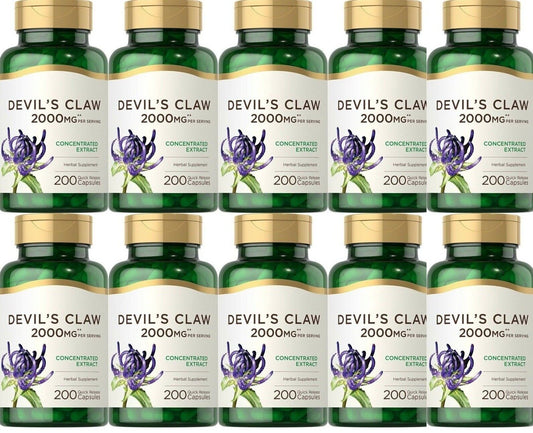 Devil's Claw 2000mg 10X200 Caps Non GMO Harpagophytum procumbens ***2000 Caps***