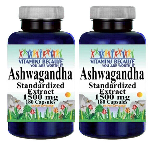 Ashwagandha Standardized Extract 1500mg 2X180 Caps Withania Somnifera