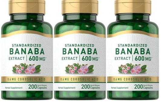 Banaba 600mg Leaf Extract 3X200 Caps Stand Corosolic Acid 0.6mg Lagerstroemia