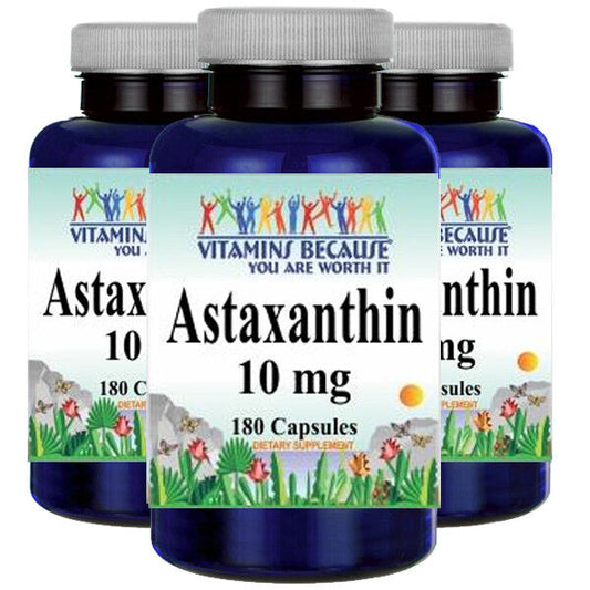Astaxanthin 10mg 3X180 Capsules (from Haematococcus Pluvialis) by VB