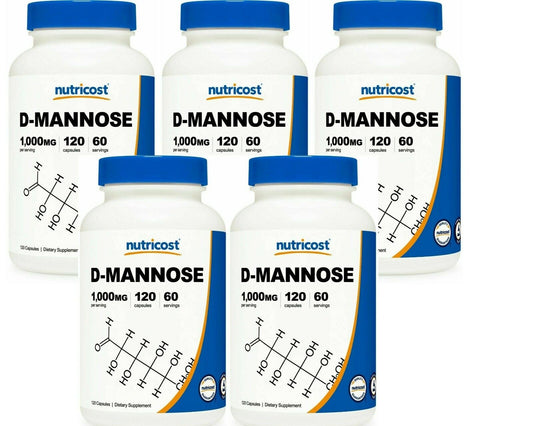 D-Mannose 1000mg Per Capsule, 5X120 Caps Nutricost D-mannose 1500mg per 3 Caps