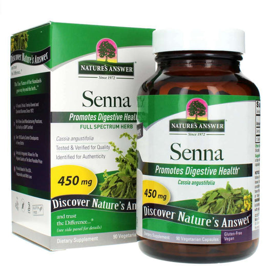 Senna Leaf 450mg Holistic 90 Veg Caps Nature's Answer 1800mg per 4Caps Kosher