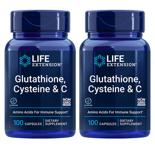 Life Extension L-Glutathione, Cysteine & Vitamin C – 2×100 Caps (200 Total) | Setria® Glutathione | Triple-Action Antioxidant & Liver Support