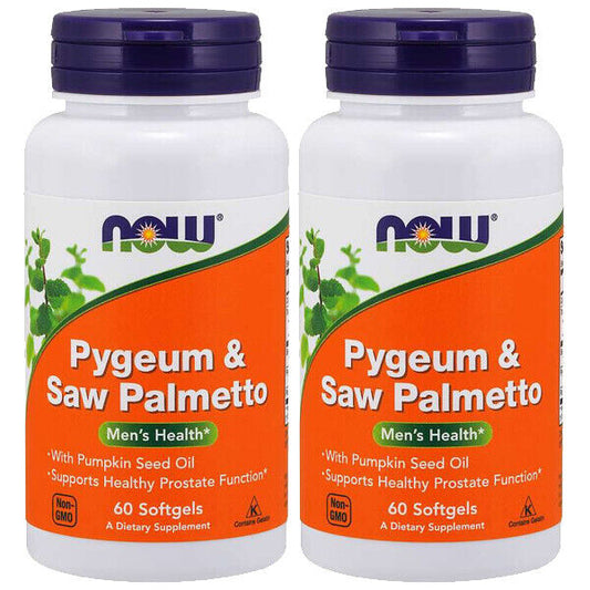 NOW Foods Pygeum & Saw Palmetto 2X60 or 1X120 Pumpkin Seed Oil 1500mg Kosher